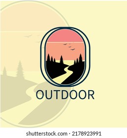 Park outdoor logo vector illustrations. forest and river vector logo.