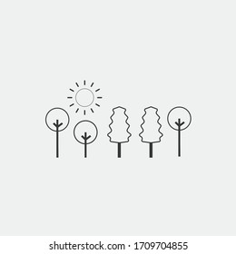 park outdoor vector icon with trees and sun