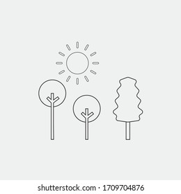 park outdoor vector icon with trees and sun