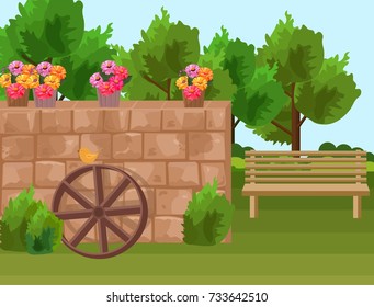 Park outdoors Vintage Vector Beautiful background illustration