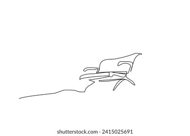 park outside bench seat chair object one line art design