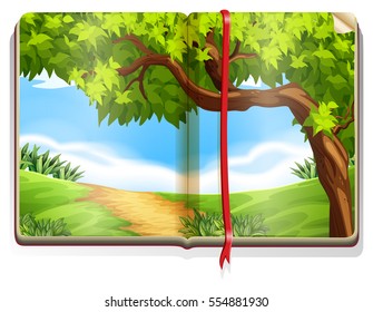 Park with path into field book illustration