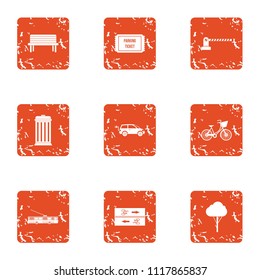 Park pathless icons set. Grunge set of 9 park pathless vector icons for web isolated on white background