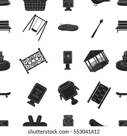 Park pattern icons in black style. Big collection of park vector symbol stock illustration