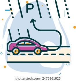 Park Pilot Guiding Vehicle to Available Space concept, Autonomous Valet Lot vector design, Artificial general intelligence symbol, Natural Language Processing sign, Machine Deep Learning illustration