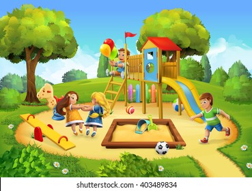 Park, playground vector background