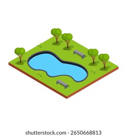 Park with Pond and Benches