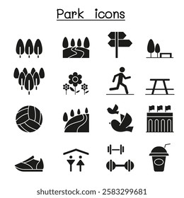 Park, Public Park, national park, garden icon set in glyph style