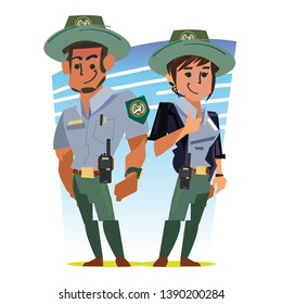 Park Ranger Couple - Vector Character