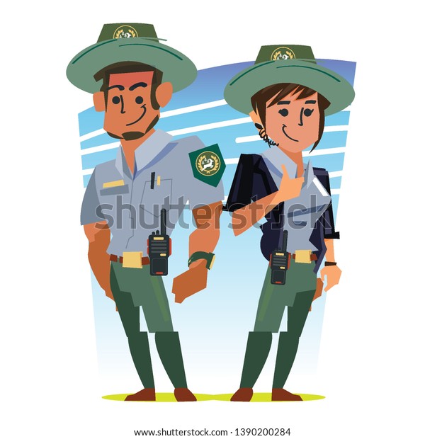Park ranger couple -\
vector character