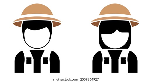 park rangers or forestry workers icon profile in two gender for job profession vector