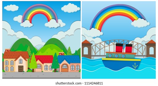 Park and river scene for kids