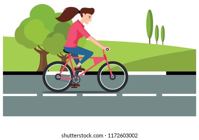 park road, Vector Illustration Bicycle man