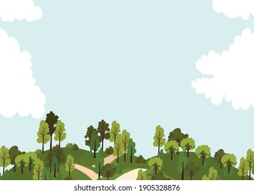 park with roads, trees and blue sky vector illustration design