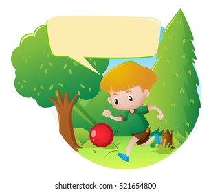 Escena de parque con ilustración de bola de juguete masculino