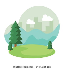 park scene with cityscape background
