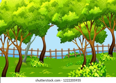 Park scene landscape background illustration