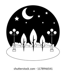 park scene at night isolated icon