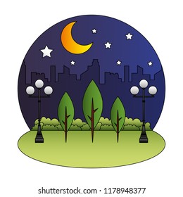 park scene at night isolated icon