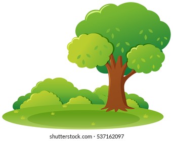 Park scene with tree and grass illustration