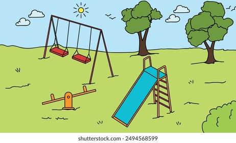 Park scenery vector design. Vector art and graphics.