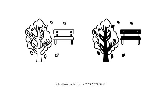 Icono de conjunto de parque con fondo blanco Vector Ilustración de stock