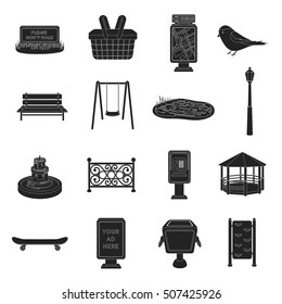 Park set icons in black style. Big collection of park vector symbol stock illustration