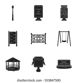 Park set icons in black style. Big collection of park vector symbol stock illustration