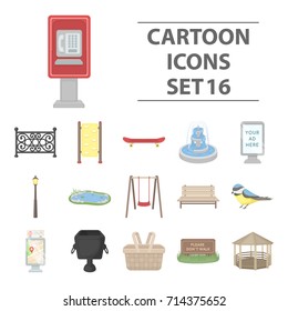 Park set icons in cartoon style. Big collection park vector symbol stock illustration