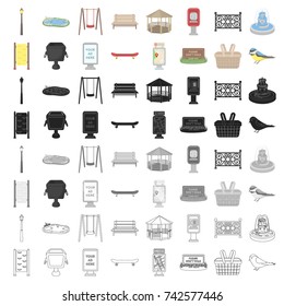Park set icons in cartoon style. Big collection of park vector symbol stock illustration