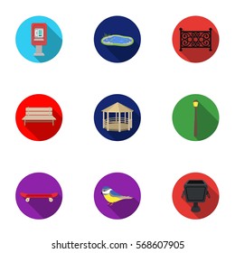 Park set icons in flat style. Big collection of park vector symbol stock illustration