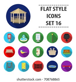 Park set icons in flat style. Big collection of park vector symbol stock illustration