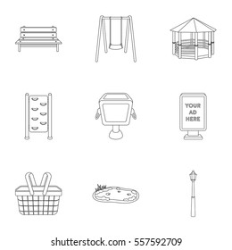 Park set icons in outline style. Big collection of park vector symbol stock illustration