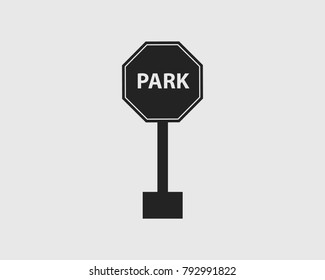 Park Sign of Highway with gray Background. 