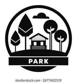 Icono del Vector de la silueta del parque en el fondo blanco
