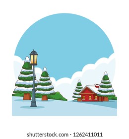Park with snow cartoon