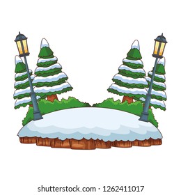 Park with snow cartoon