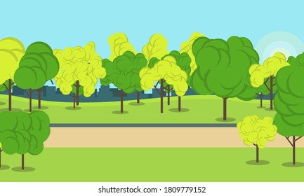 Park summer vector concept landscape flat illustration design