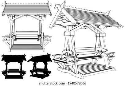 Vector 01 del banco de remo del parque. Ilustración Aislada En Fondo Blanco. Una Ilustración Vectorial Del Fondo De Un Banco Del Parque.