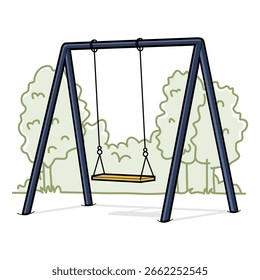 Ilustração de vetor de balanço de parque. Design de objetos de recreação e entretenimento em fundo transparente	