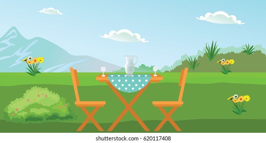 Park with table and chairs