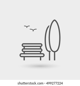 park thin line icon, black color with shadow