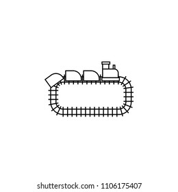 Park train locomotive icon vector linear design isolated on white background. Park logo template, element for amusement park, line icon object