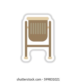 park trash urn vector illustration in paper sticker style