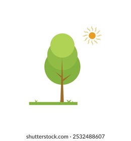 Árvore de parque e ícone de bancada design plano