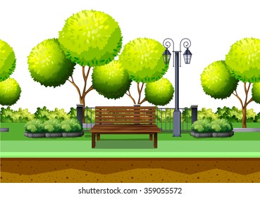 Park with tree and seating area illustration