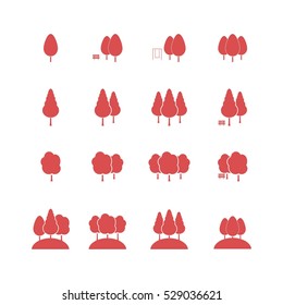 Park tree vector set icons 