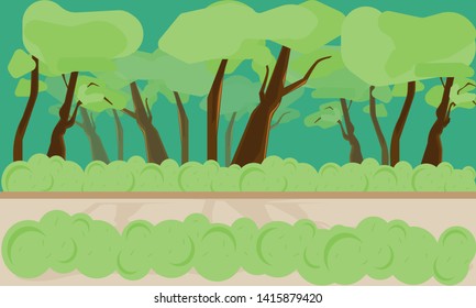 Park with trees background vector illustration
