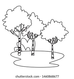 Park with trees and bushes cartoon vector illustration graphic design