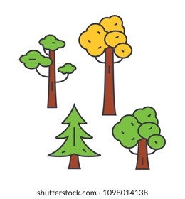 Park trees line icon concept. Park trees flat vector sign, symbol, illustration.